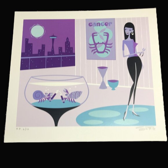 SHAG Josh Agle - 2003 "Cancer” Zodiac Serigraph Art Printer Proof Print Ltd Ed - Picture 14 of 16